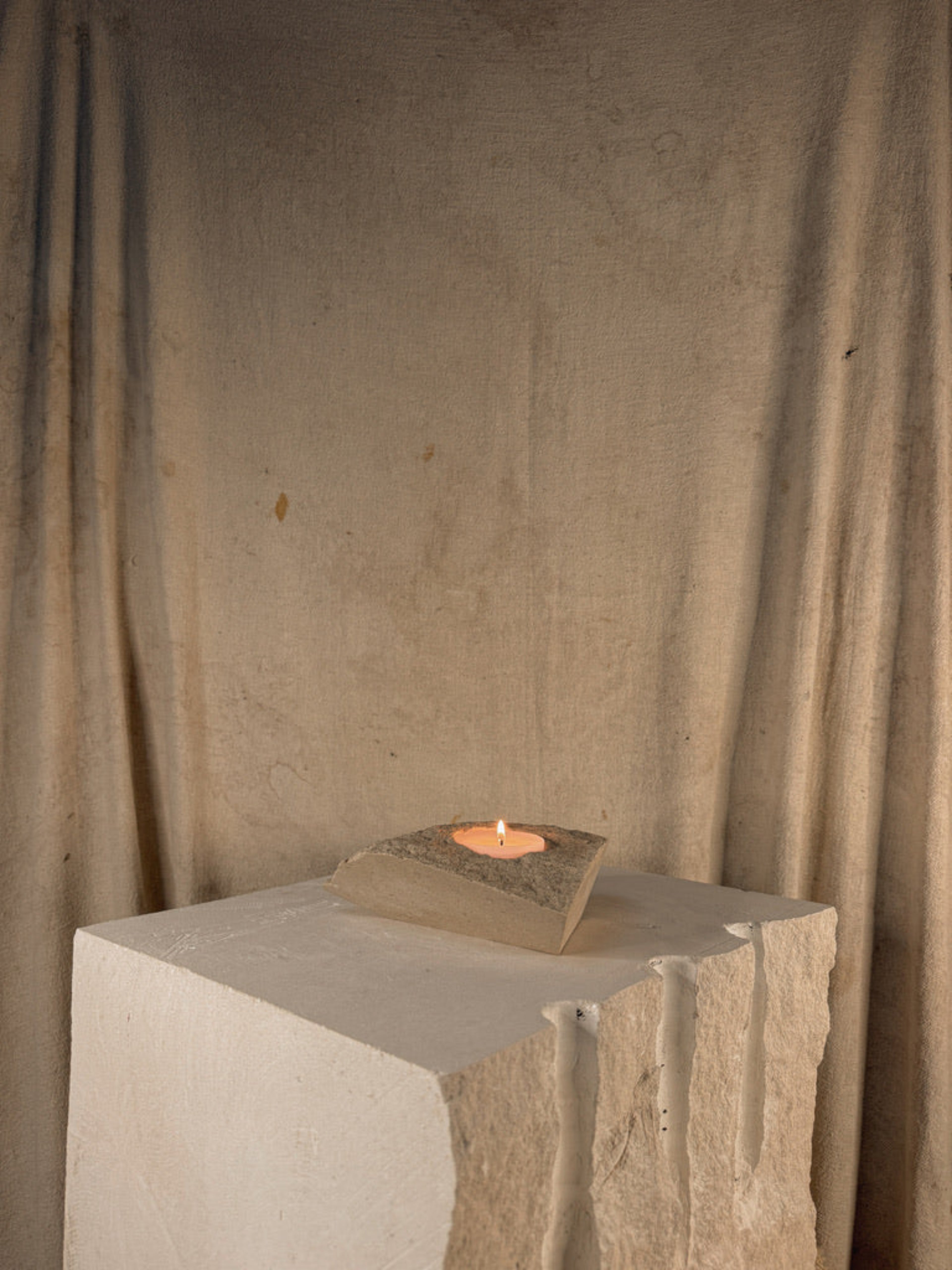 PORTLAND LIMESTONE SALLET CANDLE HOLDER