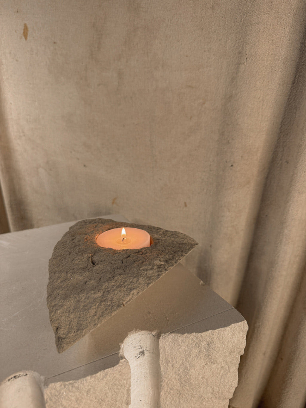 PORTLAND LIMESTONE SALLET CANDLE HOLDER