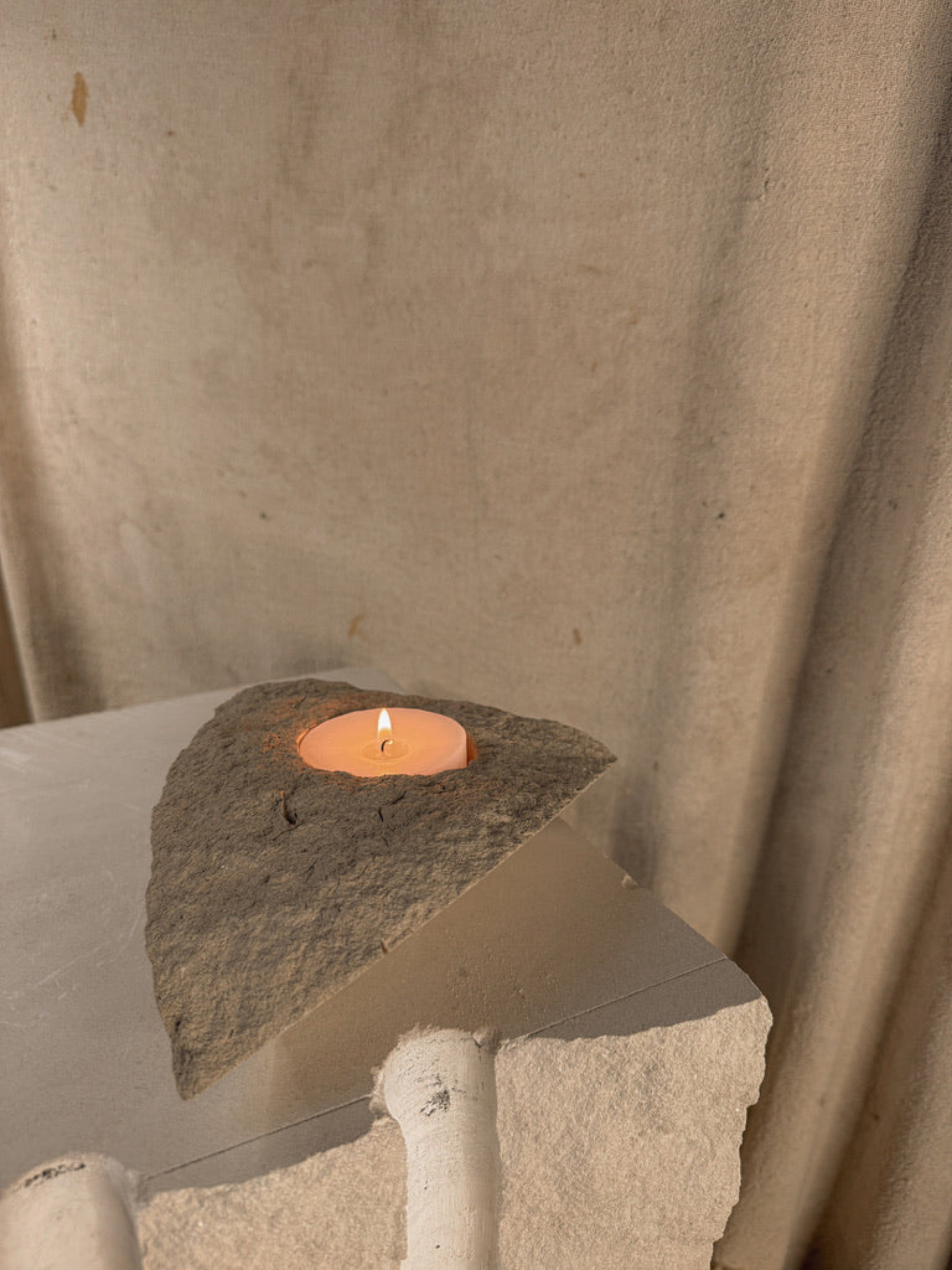 PORTLAND LIMESTONE SALLET CANDLE HOLDER